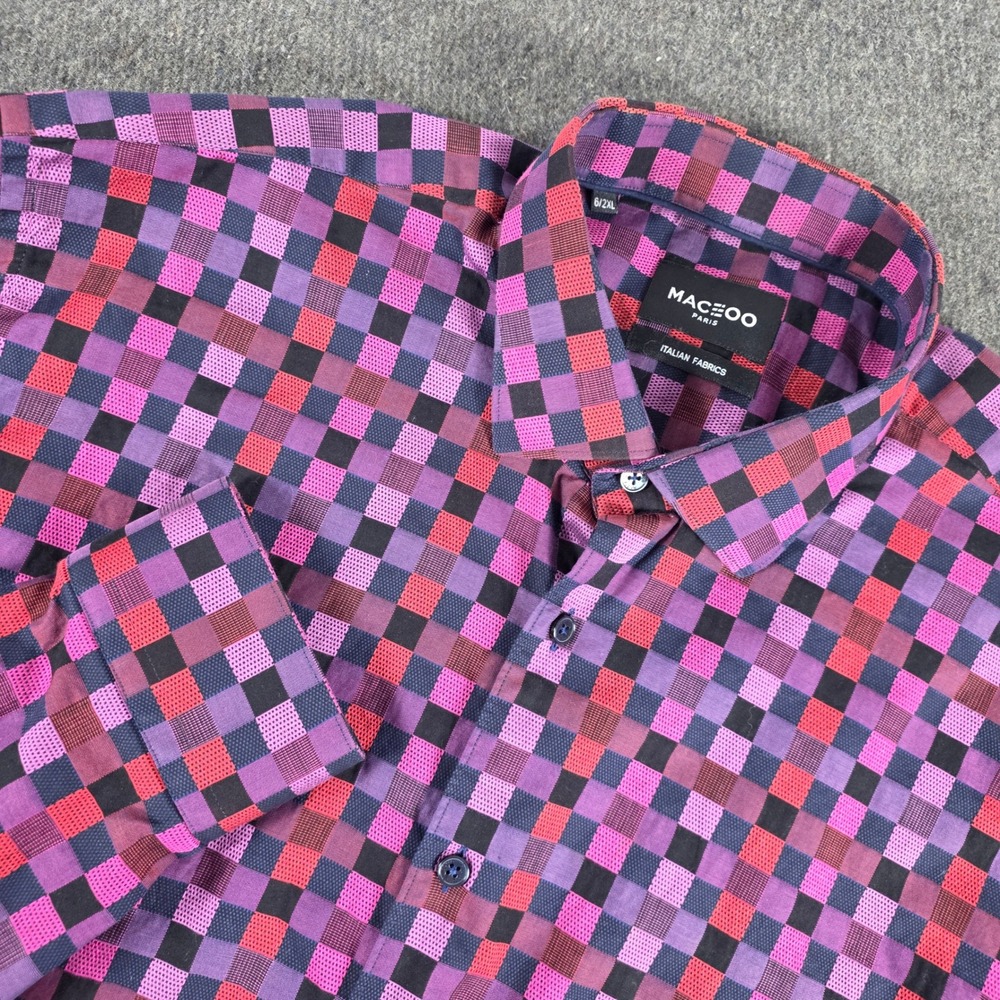 Maceoo Button Down Men's 2XL Luxor Check Pink Maximalist Geometric